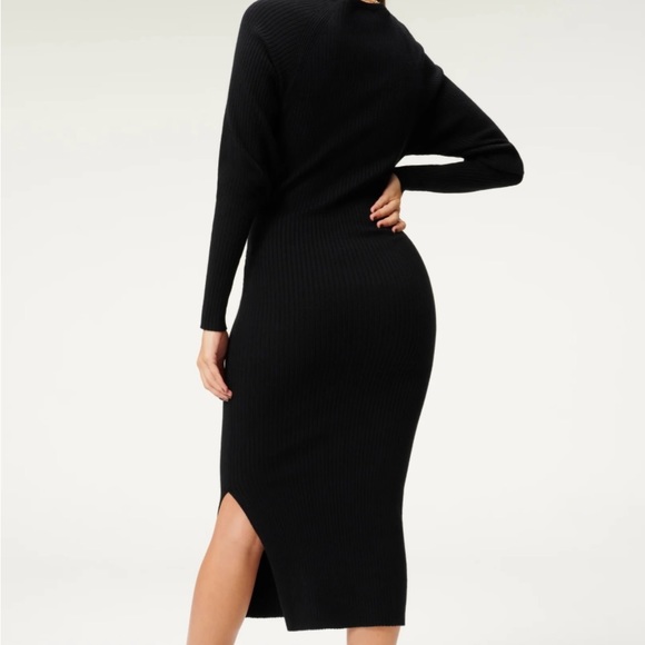 Good American Belted Body Dress NEW WITH TAGS black size XS/S sweater dress - Picture 3 of 5